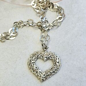 Sterling Byzantine Heart Pendant on 925 Silver Chain BEAUTIFUL